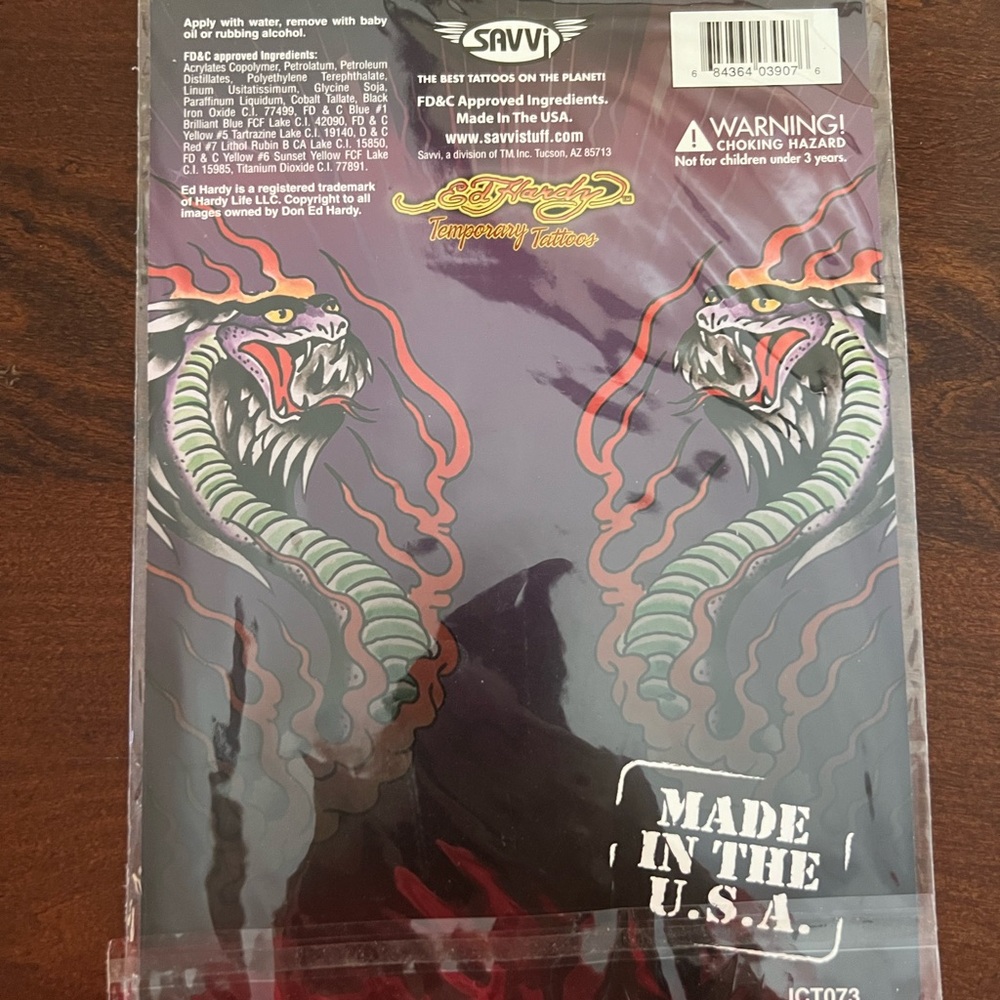 Vintage Ed Hardy Temporary Tattoos Panther Tiger Dead Alive Shark Dragon Dog - Picture 3 of 7
